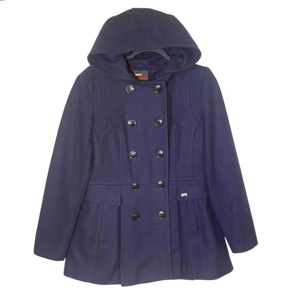 Miss Sixty Jackets & Blazers - VTG Y2K Miss Sixty Double Breasted Purple Wool Blend Hooded Peacoat Large